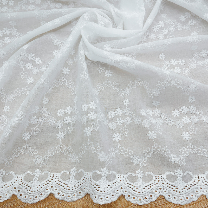 Cotton Jacquard Embroidered Fabric Lolita Skirt Cotton Children's Pajamas Lace Embroidered Cloth Clothing Lace Fabric