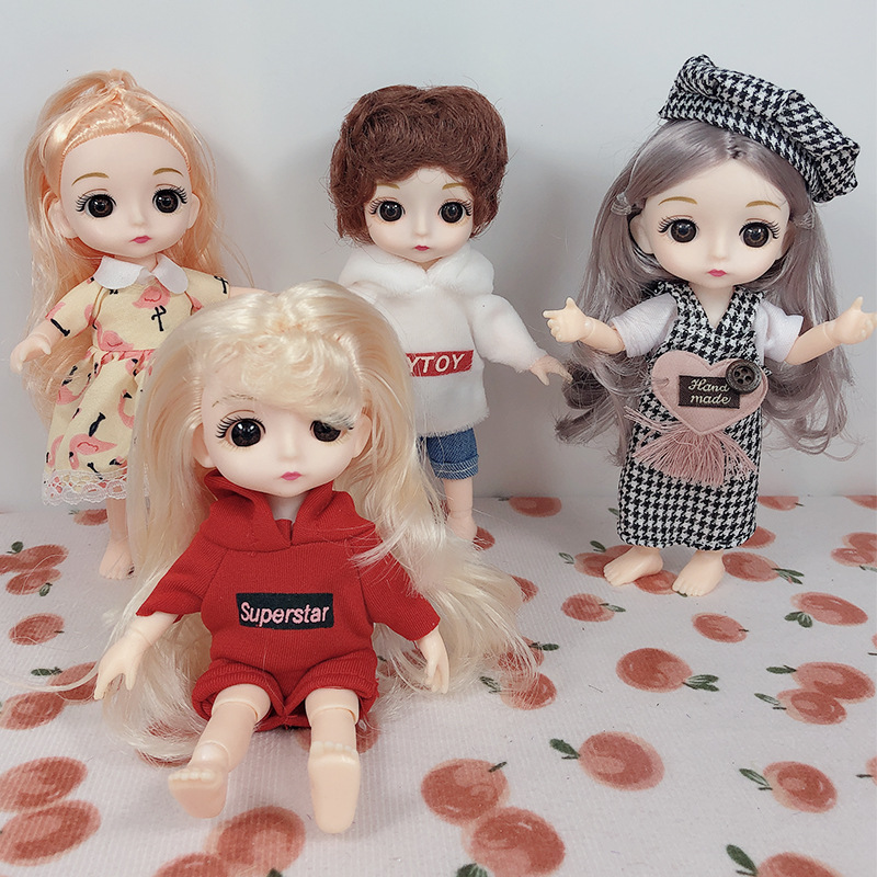 17cm8 bjd13 joint 6 inch dress doll Denim wedding ob11 clothes suit girl birthday accessories