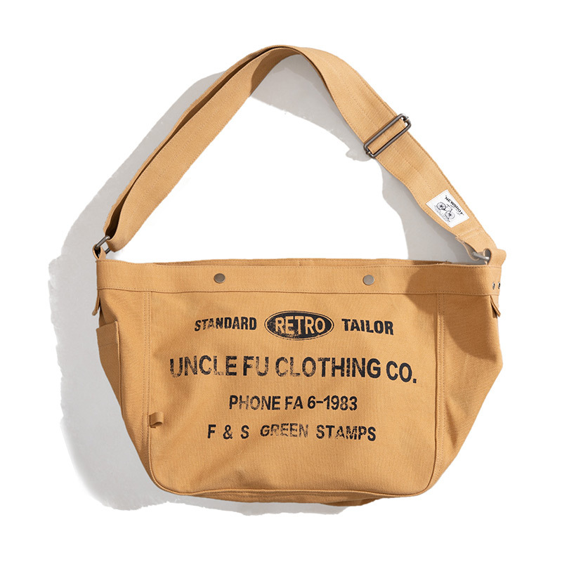 Madden Tooling American Style Retro Large Capacity Crossbody Newsboy Bag Letters Canvas Motorcycle Computer Tote Messenger Bag for Men