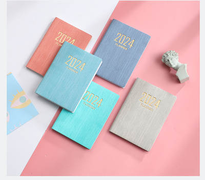 Spot 2024 a7 English calendar book a6 laser colorful notebook thin weekly calendar plan book