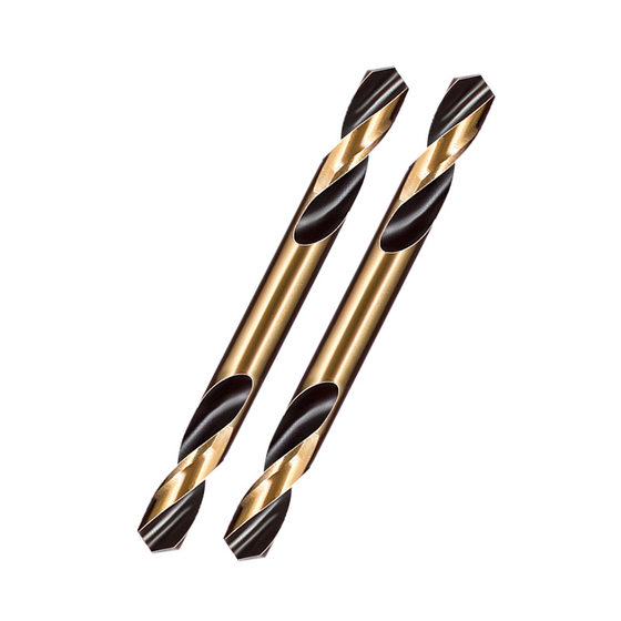 Double-headed twist drill high speed steel HSS straight shank stainless steel metal drilling double-edged drill hand electric drill reaming tool