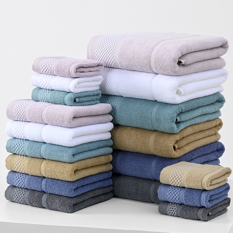 Bath towel cotton soft absorbent household bath adult face towel pure cotton plain thick square towel hand towel wholesale