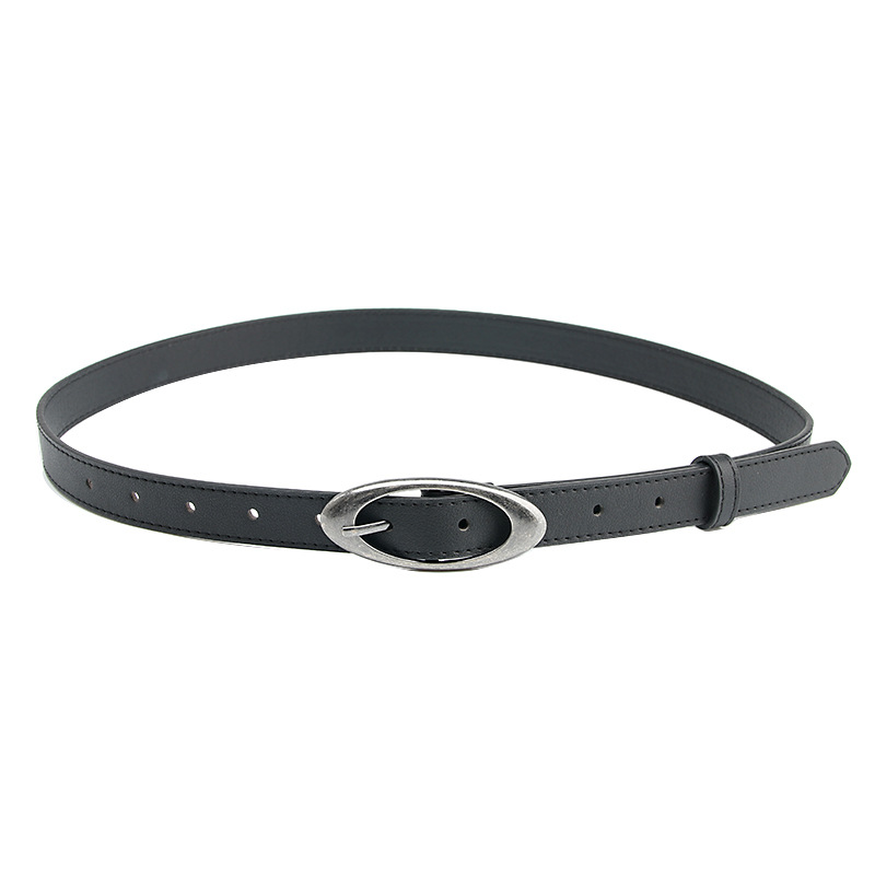 New Korean-style Oval Alloy Pin Buckle Women's Belt Decorative Dress Suit Jeans Simple All-match Belt