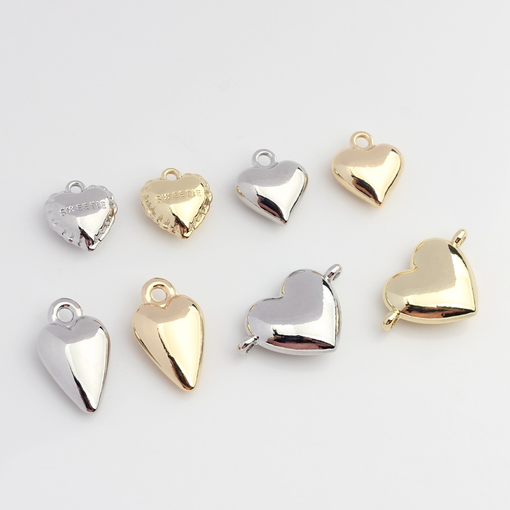 Korean alloy simple glossy love small pendant necklace bracelet DIY earrings necklace jewelry material accessories batch