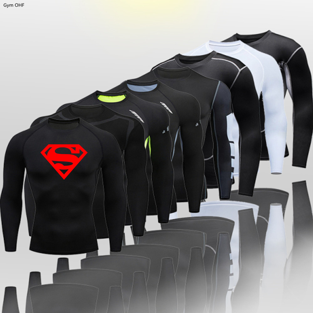 Cross-border Explosions Men's Fitness Suit Superman Printed Tight Short-sleeved T-shirt Shirt Quick-drying High-elastic Sportswear