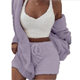 Cross-border women's clothing European and American winter plush homewear casual 3-piece pajamas long sleeve navel vest shorts suit
