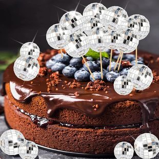 Disco mirror ball cake with stick 2025 cross-border Amazon exports European and American birthday party decorations