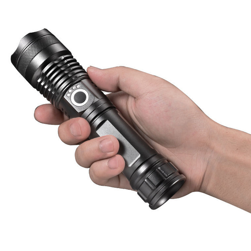 Cross-border aluminum alloy p50 strong light flashlight 26650 zoom night fishing USB rechargeable LED flashlight Outdoor