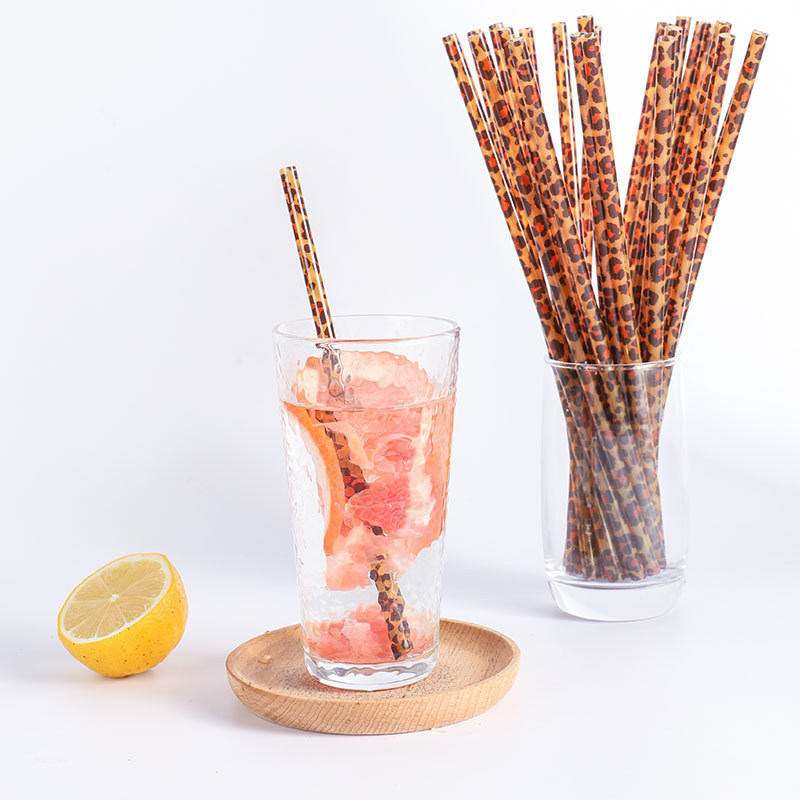 クリエイティブ豹柄ストローカラープリントストローは再利用できるppハードストロープラスチックストローメーカーが卸売りできる|undefined