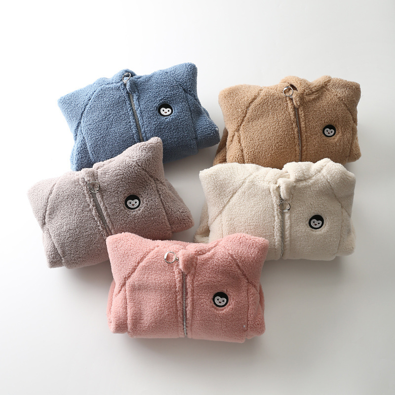 Children's Autumn and Winter Coat 2023 Spring and Autumn Particles Velvet Jacket Coat Fleece-lined Thickened Hooded Warm Jacket Coat