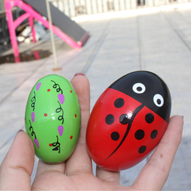 Large Color wooden sand egg Orff children's percussion instrument kindergarten early education animal sand ball