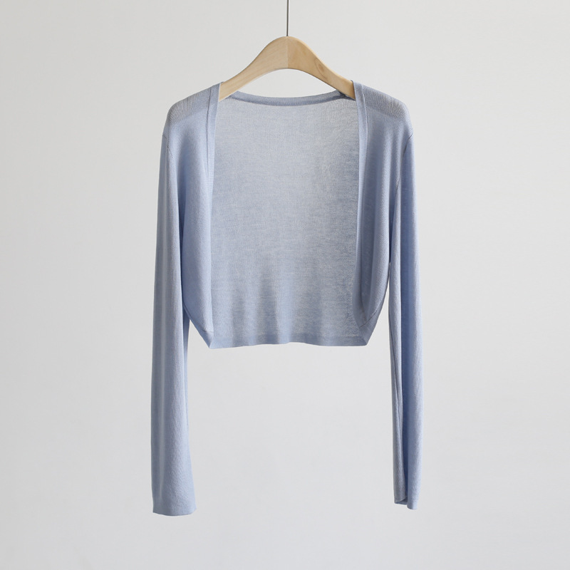 Sunscreen Knitted Cardigan Women's Thin Jacket Ice Silk Overshirt Shawl Air-conditioning Shirt Summer Skirt with Suspender