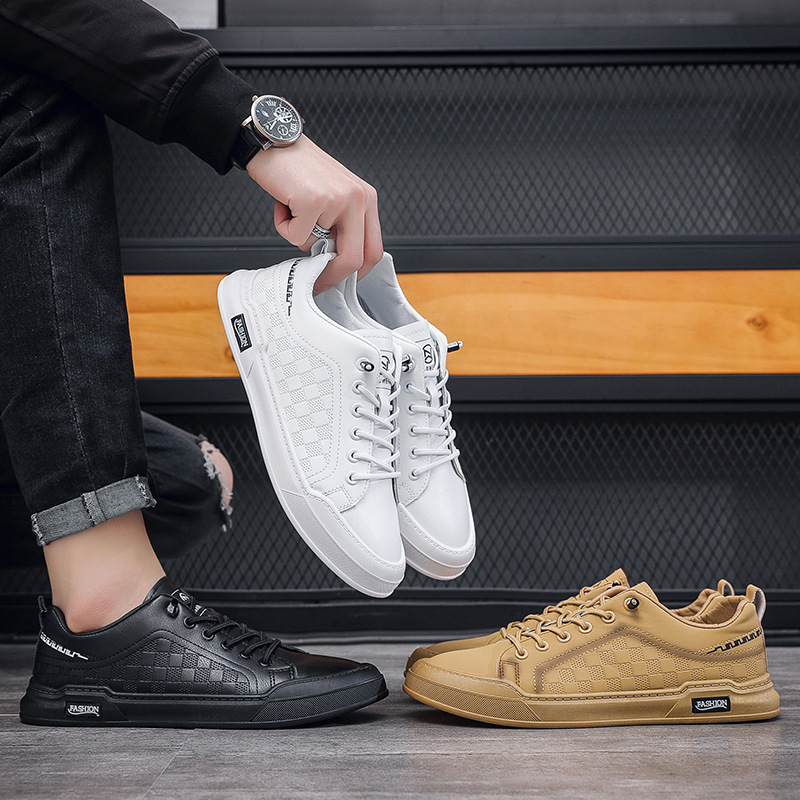 2023 New Low-top Board Shoes Lazy One-step Trendy All-match Soft Bottom Soft Face Leather Shoes White Shoes for Men