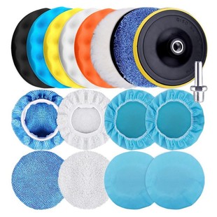 Factory supply 17 pieces of polishing pad kit car sponge polishing and waxing set buffer polishing machine drill bit accessories