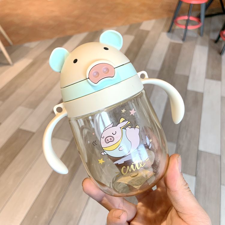 Children's Straw Cup Baby's Water Cup Leak-proof and Choke-proof Learning Drinking Cup with Handle Children's Water Cup Kindergarten Kettle