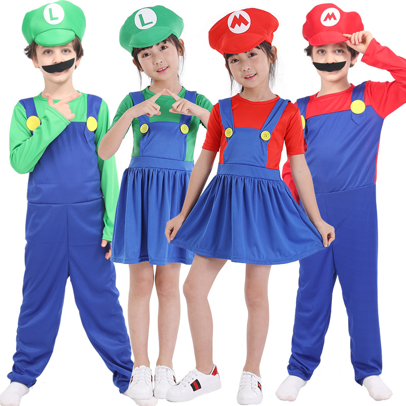 Halloween costume cos anime parent child cosplay adult child Mario costume Super Mary clothes