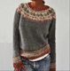 Amazon European and American new sweater women's wish hot sale round neck color matching loose fashion pullover sweater