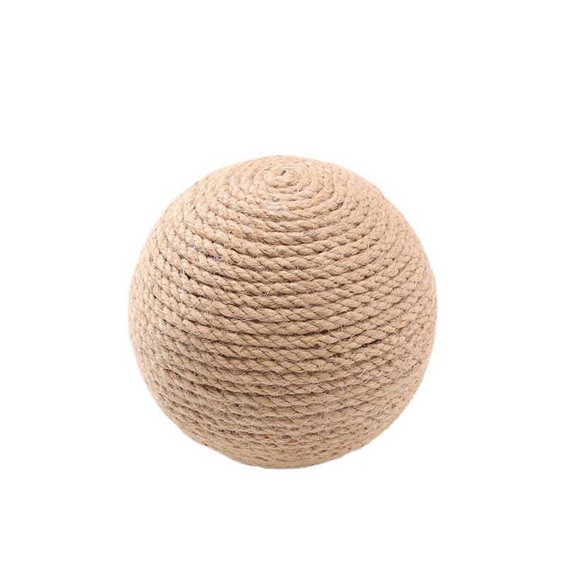 In stock wholesale large 9.5cm solid color hemp rope ball molar bite-resistant sound self-Hi bite ball cat toy ball