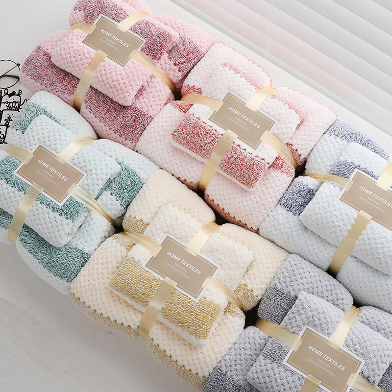 Warp knitted coral fleece thickened pineapple towel bath towel set beach towel is softer than pure cotton absorbent logo set