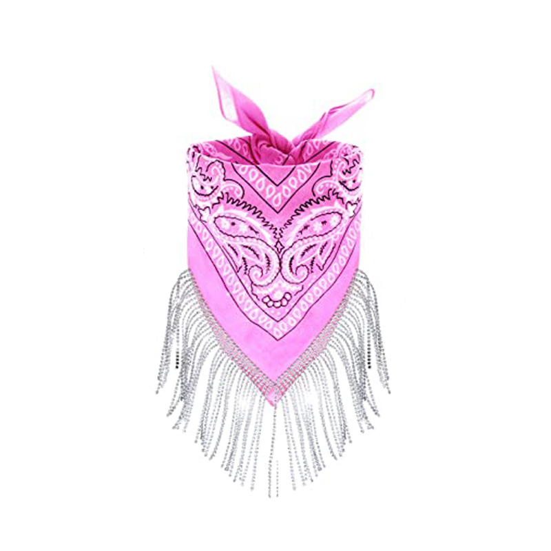 Diamond Tassel Big Handkerchief Cashew Turban Hip-hop Hip-hop Turban Denim Party Accessories fringe bandana