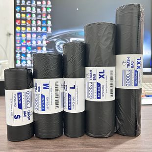 Factory Direct supply thickened recyclable material garbage bag Black flat mouth continuous roll disposable garbage bag wholesale