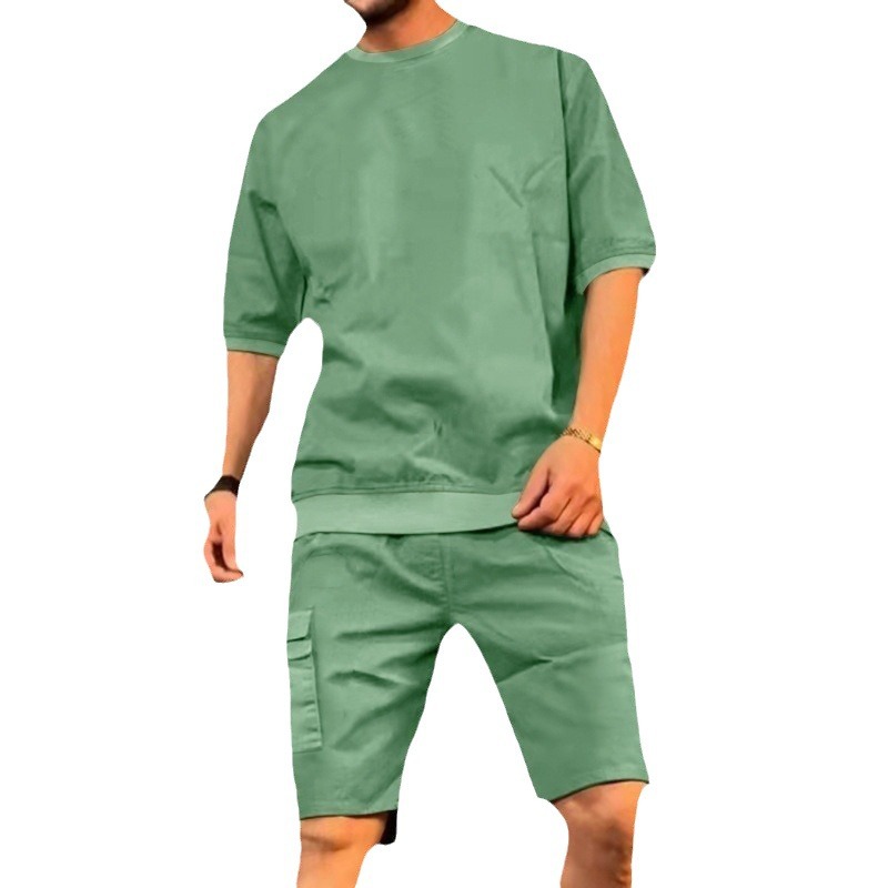 Summer cross-border Men's sports more than suit bags men's fifth pants casual trendy short sleeve personalized shorts men's suit