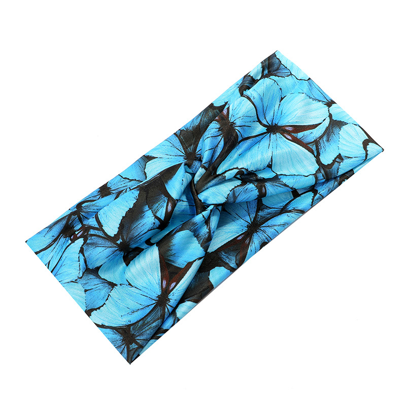 Factory wholesale European and American cross-border fashion printing wide-brimmed sweat-absorbent cross-hair band yoga fitness hair sports headband