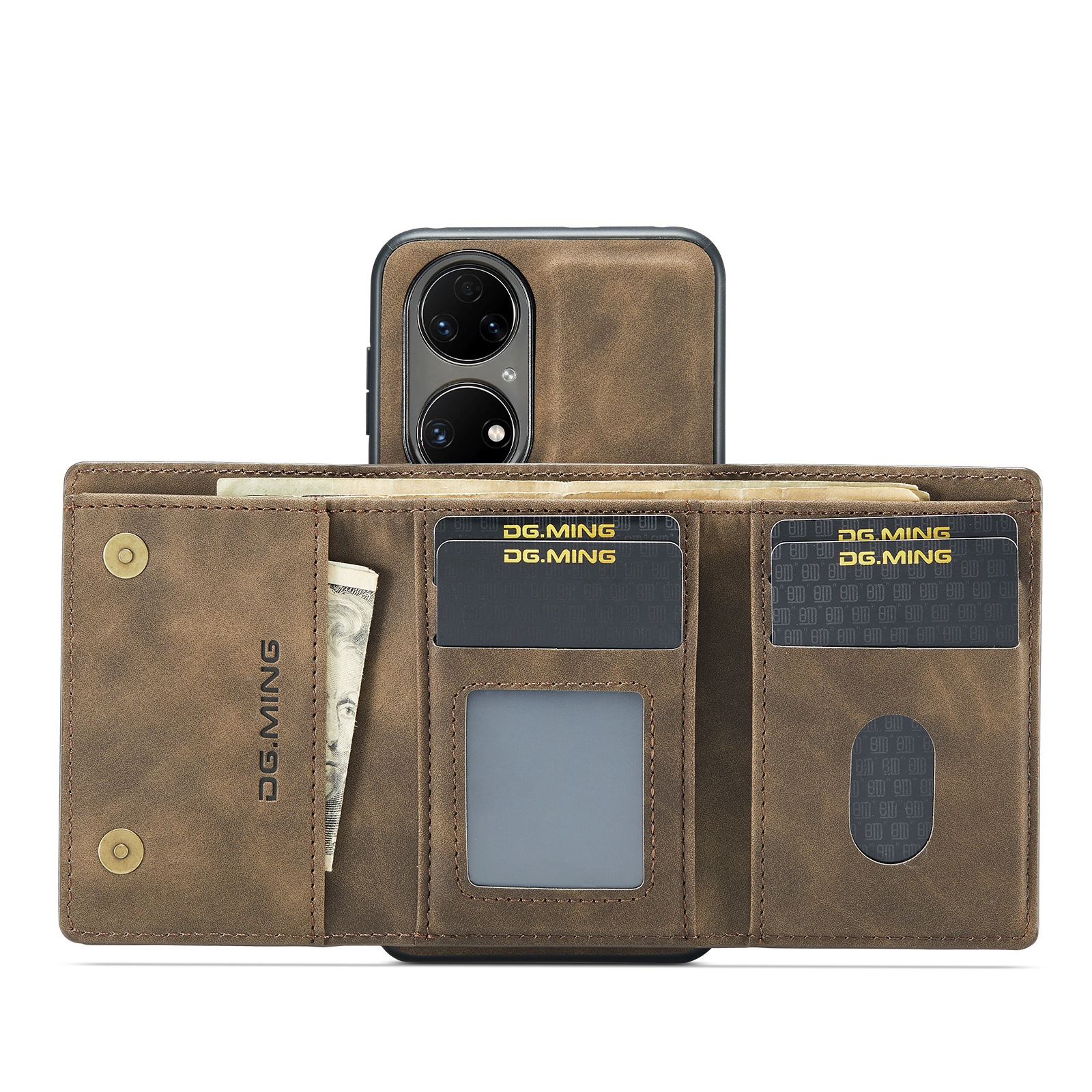 Custodia protettiva in pelle con portafoglio magnetico a ventosa serie M1 per Huawei P50 P50 Pro 2 in 1 custodia per telefono con portafoglio diviso_voghion.com