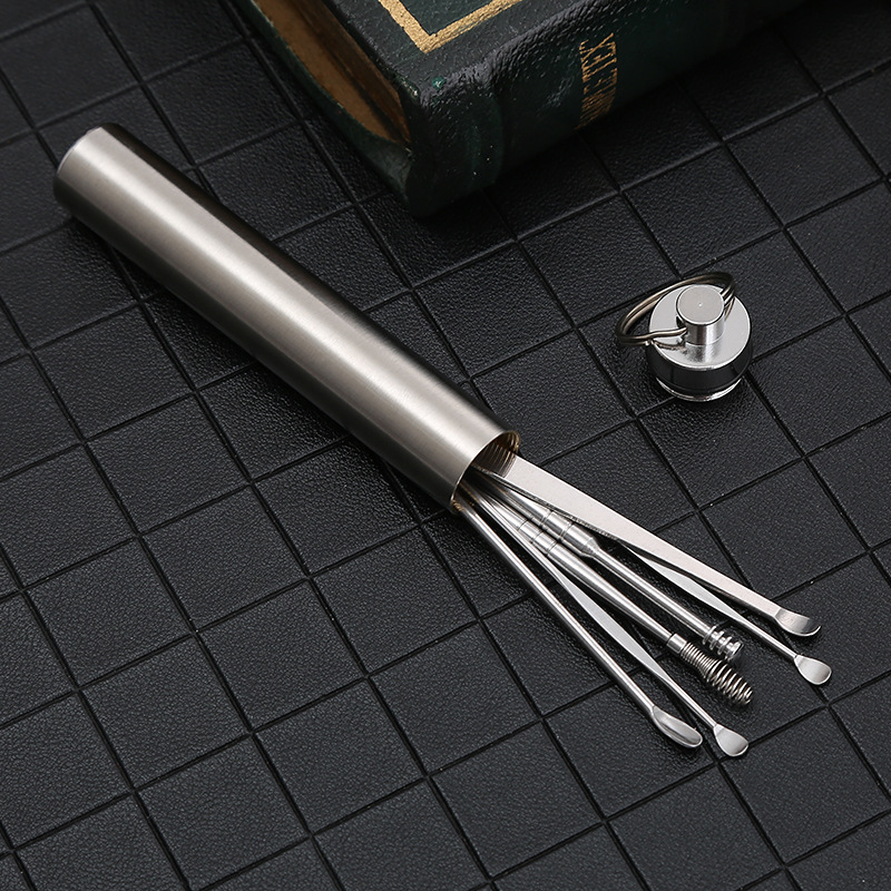 Stainless steel ear scoop 6 piece set ear scoop rotary spring ear scoop ear scoop ear scoop tool set stock supply