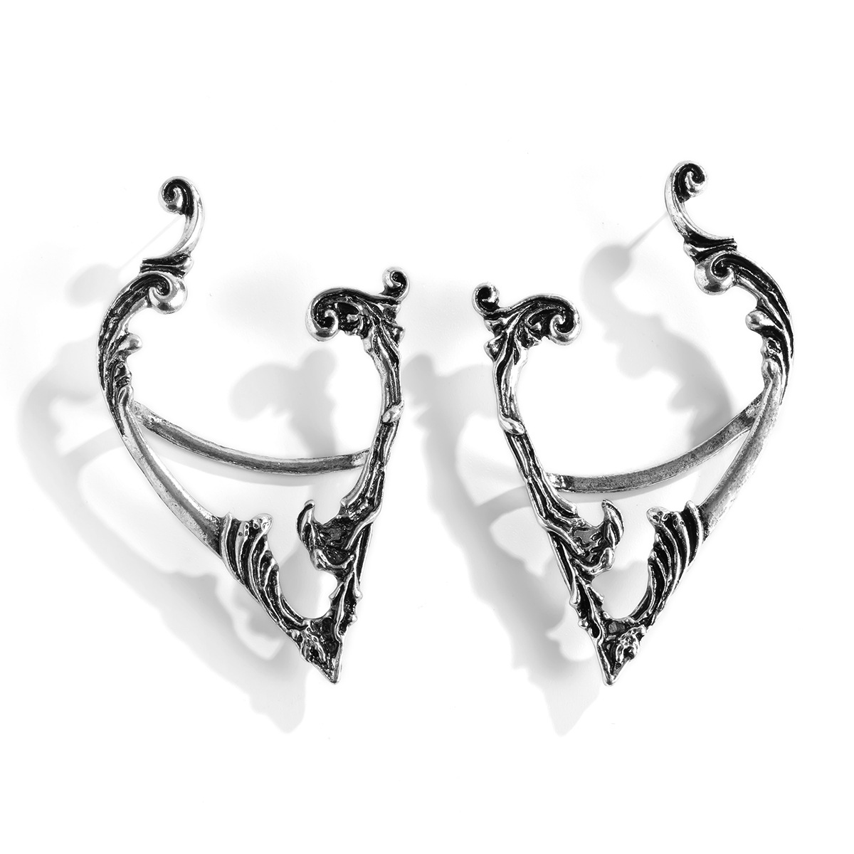 European and American cross-border jewelry sweet cool dark style all-match elf ear studs retro creative Halloween outline ear clip for women