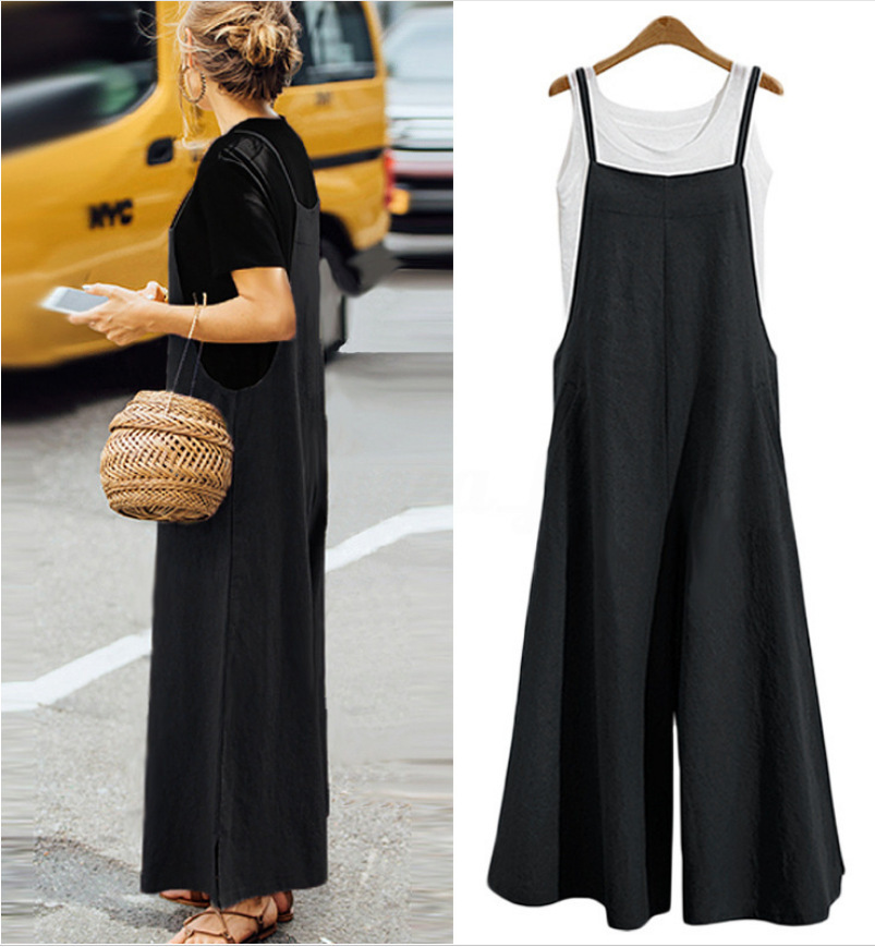 EBAY Hot Selling Foreign Trade European and American Women's Loose Wide Leg Pants Casual Jumpsuit