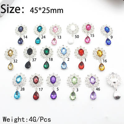 Cross-border hot sale 45*25mm alloy rhinestone brooch DIY bow accessories clothing handmade decorative jewelry accessories