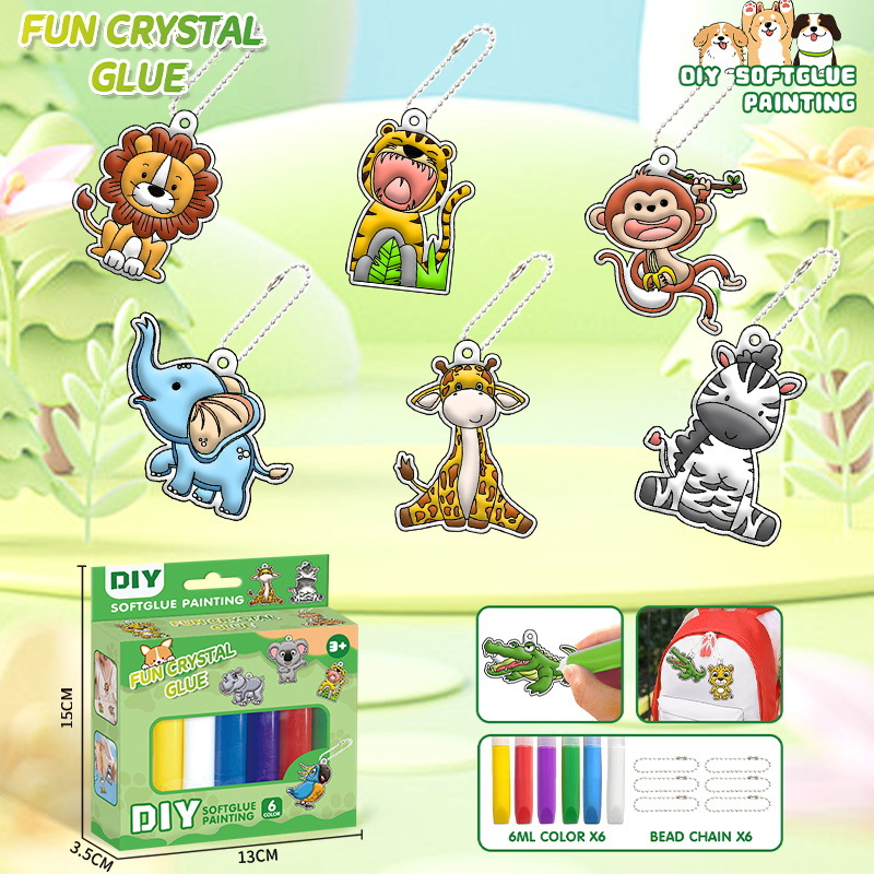 DIY children's crystal plastic painting suit graffiti free plastic painting window pendant keychain sun catcher toy