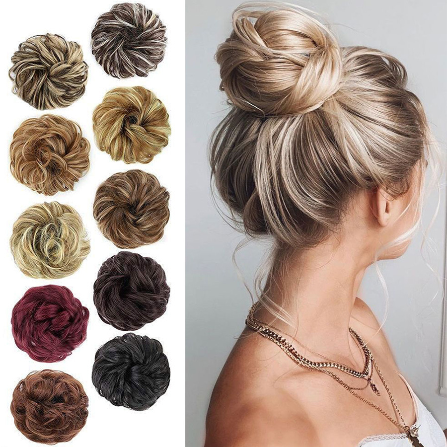 Wig Hair Ring Fluffy Curly Hair Ring Rubber Band Hair Pack Hair Tracker High Temperature Silk Flower Ball Female Head Flower Bud