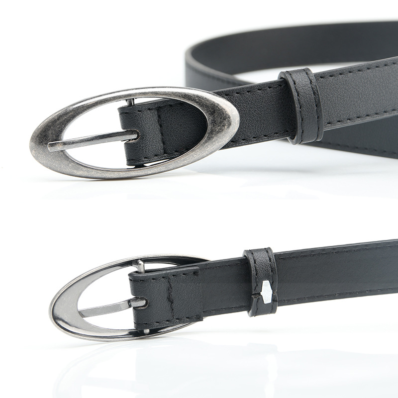 New Korean-style Oval Alloy Pin Buckle Women's Belt Decorative Dress Suit Jeans Simple All-match Belt