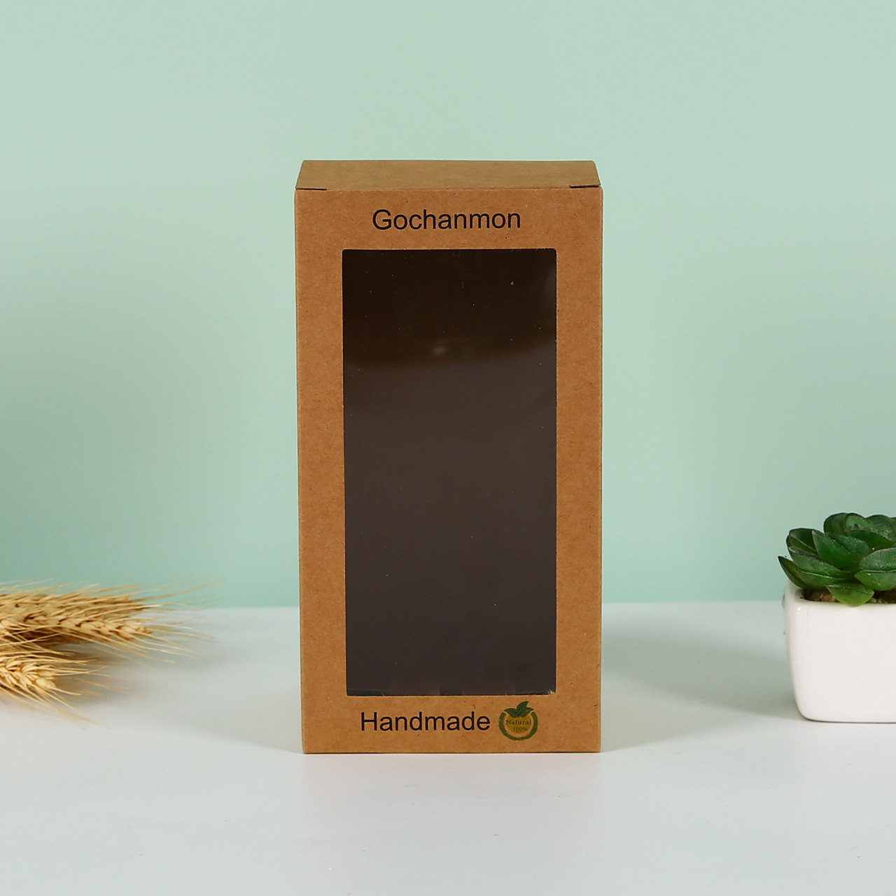 Kraft Paper Box Printing Cosmetics Tea Window Packaging Paper Box Square Simple Folding Paper Box Customized