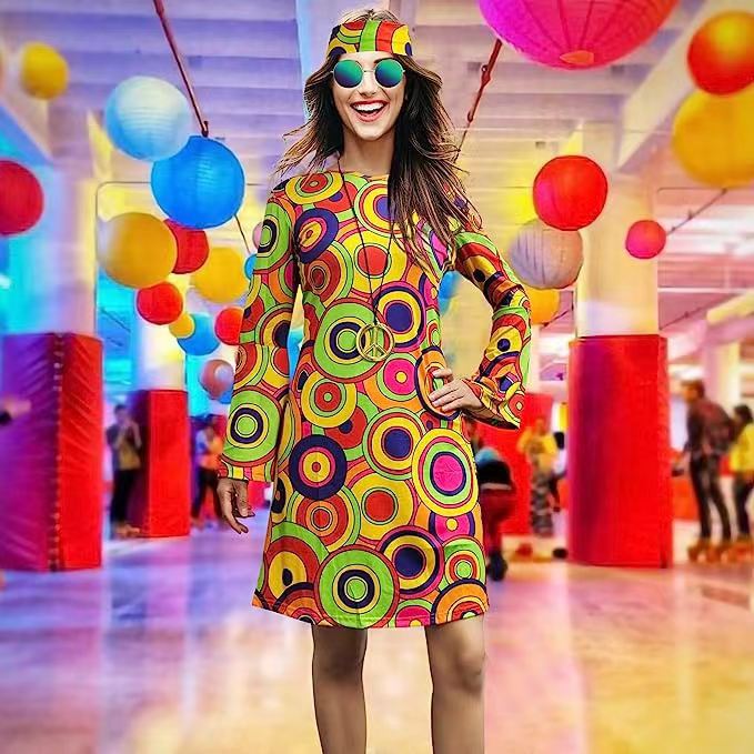 Women's Festive Vintage Hippie Clothing with Headscarf Women's Dress