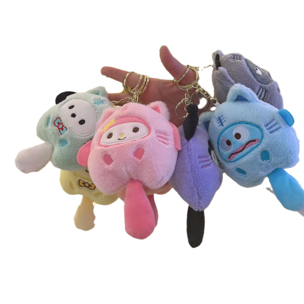 Cute Girl Plush Pendant Sanlio Kulomi Doll Keychain Grasping Machine Doll Plush Toy Batch