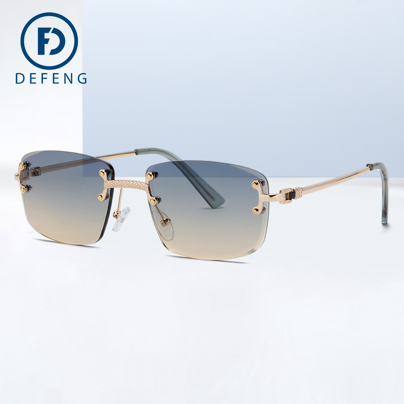 Frameless sunglasses progressive two-tone trimming sunglasses square European and American cross-border fashion good quality C1745