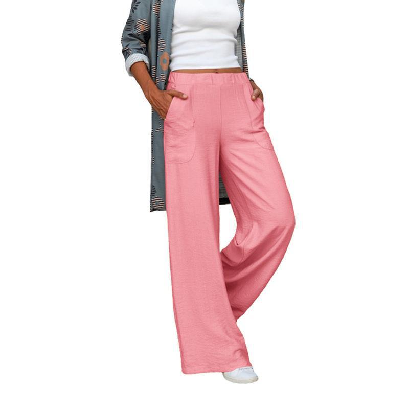 Fall/Winter 2024 European and American plus size women's draping casual pants Amazon solid color elastic waist loose wide leg trousers