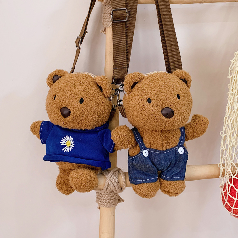 Cartoon cute mini bear bag Korean style personalized children's shoulder messenger bag Cartoon Doll Doll bag