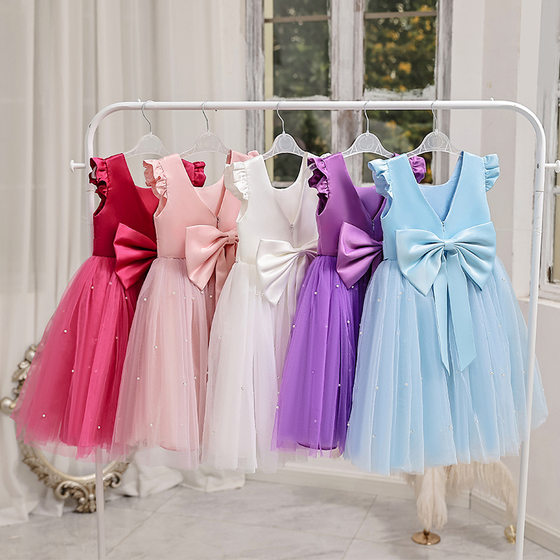 Girls' Princess Dress Pompous Dress Flower Girl's Dress Children's Piano Costume Host Costume Little Girl's Dress