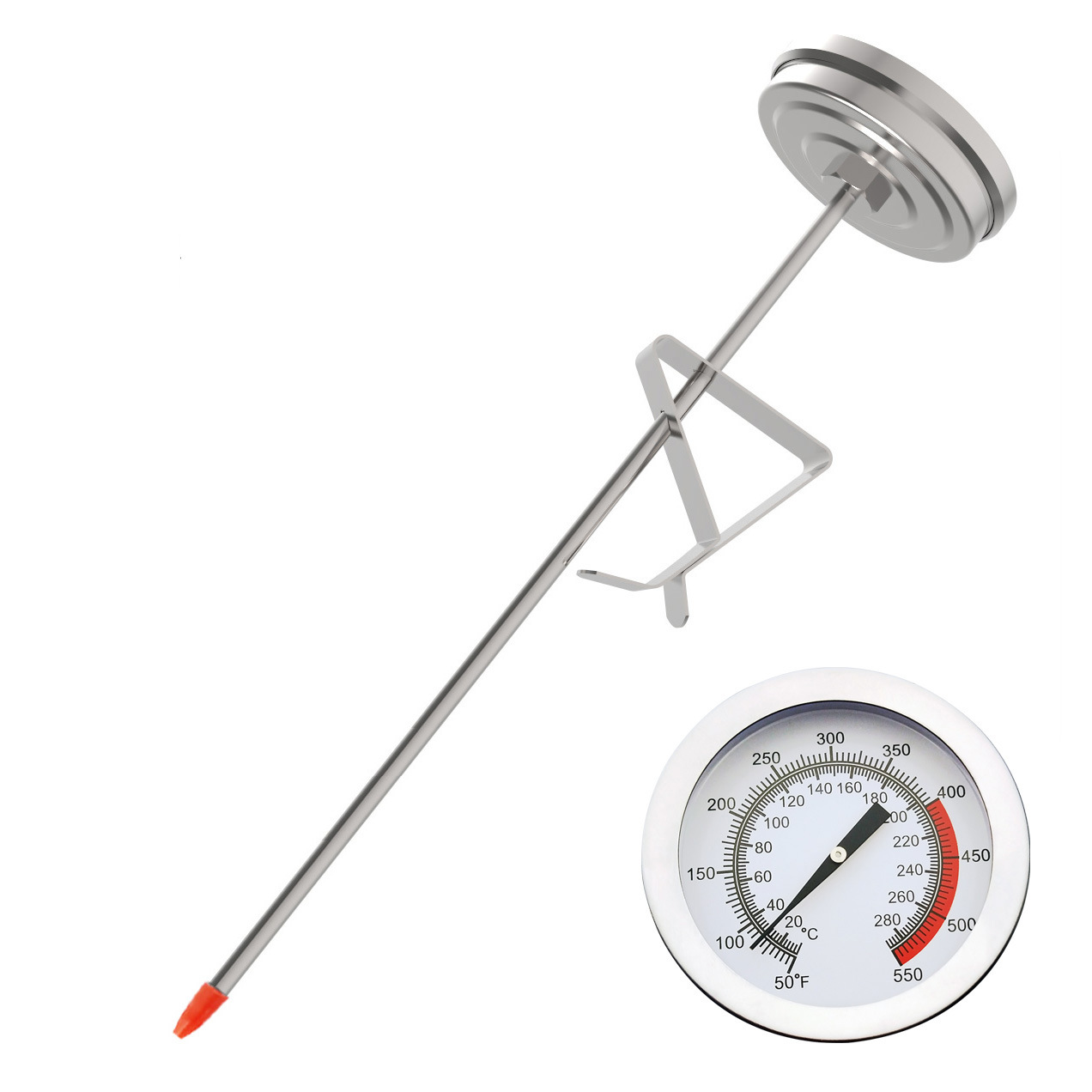 Fryer Thermometer Stainless Steel Kitchen Food Baking Candy Household Thermometer High Temperature Oil Temperature Meter Oil Temperature Meter