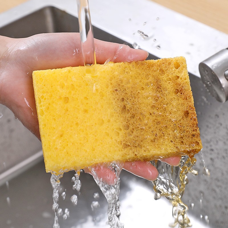 Compressed Wood Pulp Cotton Absorbent Swelling Wood Pulp Spongy Kitchen Dishwashing Towel Cleaning Sponge Block Not Easy to Sip Oil