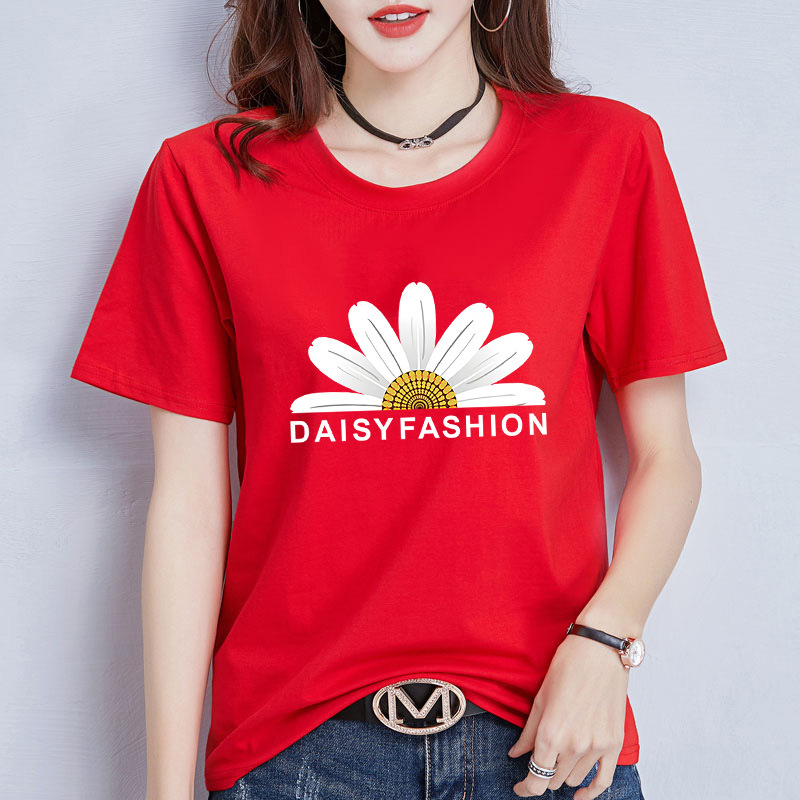 Summer new loose round neck printed short-sleeved T-shirt ins trendy Korean Harajuku style half-sleeved top