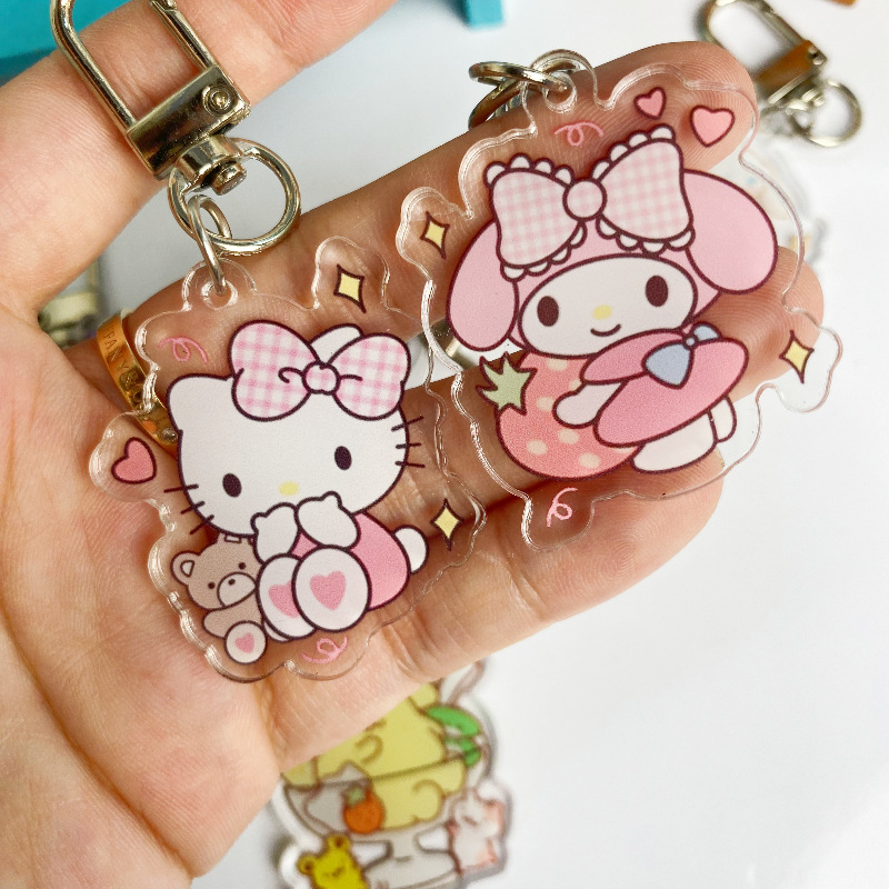 Sanli Acrylic Keychain Cartoon Couple Small Pendant Parchal Dog Series Cute Keychain Schoolbag Pendant