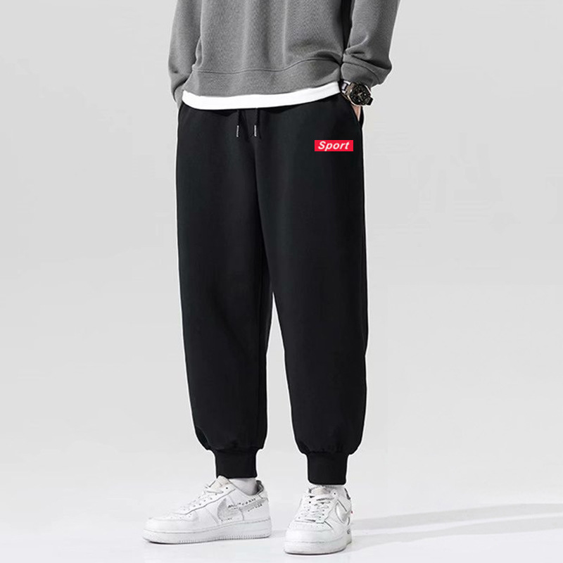 Autumn and Winter Fleece-lined Thickened Casual Pants Men's Sweatpants Harem Pants Loose Large Size Sports Pants Ankle-length Pants for Men