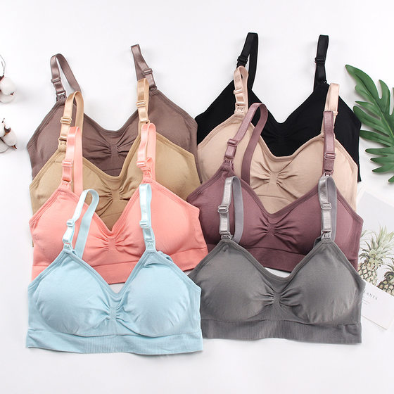 Pregnant women's nursing underwear push up wireless front buckle bra nursing anti-overflow plus size postpartum mummy bra for women