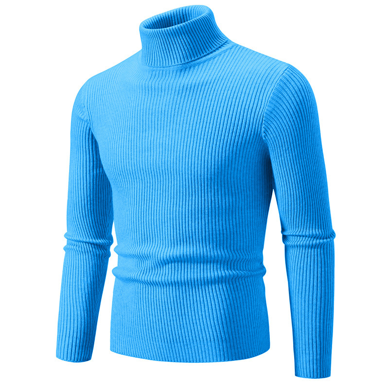 Cross-border autumn and winter new men's sweater solid color turtleneck sweater casual coat men's pullover plus size sweater