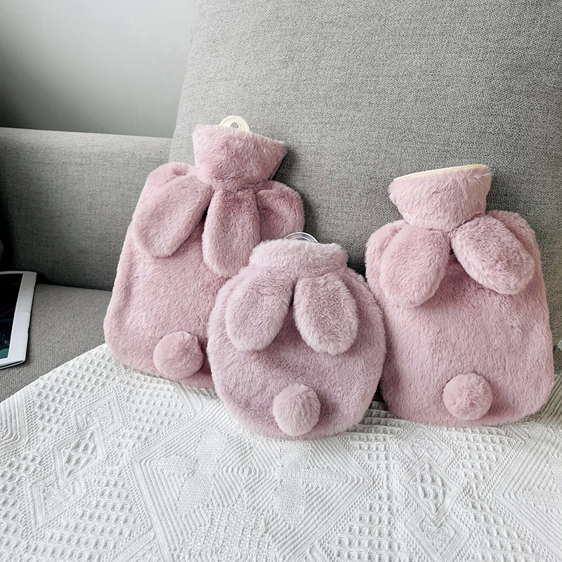 Cartoon Rabbit Plush Hand Warmer Hot Compress Abdominal Warmer Removable and Washable PVC Water Injection Hot Water Bag Cute Factory Wholesale